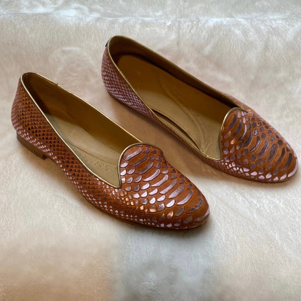 Chatelles Paris Slippers Flats Loafers Shoes EU 40 Pink Rose Gold Snakeskin EUC - Picture 2 of 10